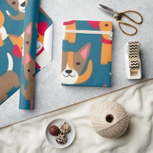 Papier Cadeau Beaux chiens colorés vibes de chien Enveloppement