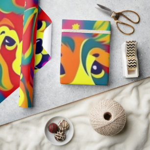 Papier Cadeau Beaux chiens colorés vibes de chien Enveloppement