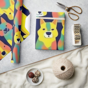 Papier Cadeau Beaux chiens colorés vibes de chien Enveloppement