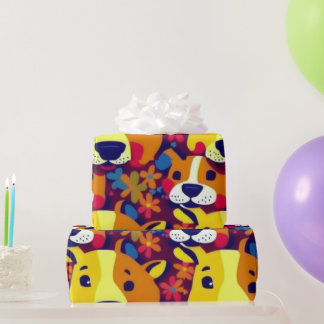 Papier Cadeau Beaux chiens colorés vibes de chien Enveloppement