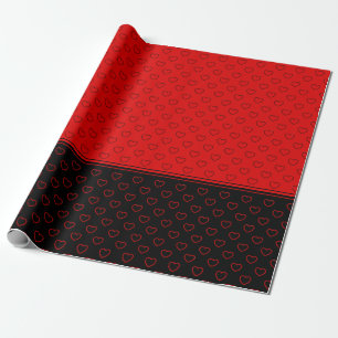 Papier Cadeau Beaux Coeurs Motif, Rouge Et Noir