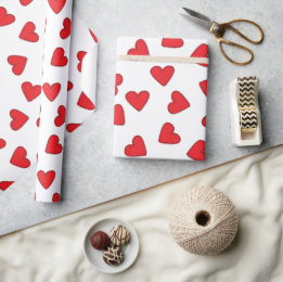 Papier Cadeau Beaux Coeurs rouges