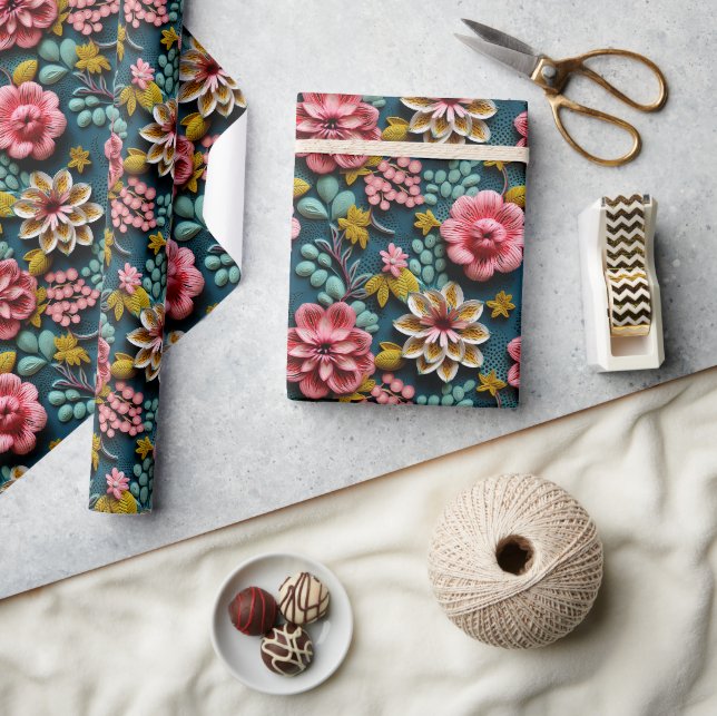 Papier Cadeau Beaux Floraux  (Artisanat)