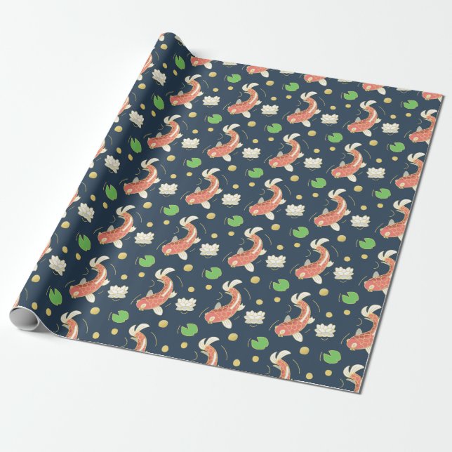 Papier Cadeau Beaux Koi Rouges (Déroulé)
