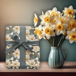 Papier Cadeau Beaux narcisses baroques à motif floral de printem<br><div class="desc">Magnifique motif floral sans couture de narcisses de style baroque pour toutes vos occasions sur le thème du printemps.</div>