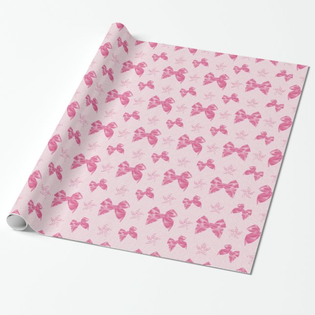Papier Cadeau Beaux rubans en satin rose (Déroulé)