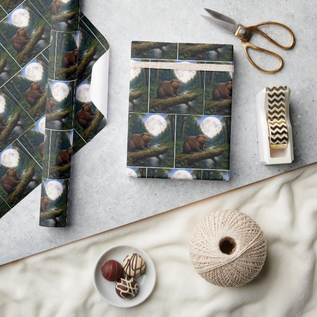 Papier Cadeau Beaver Moon In a Forest (Artisanat)