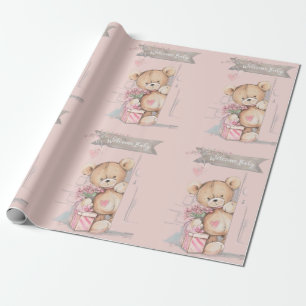 Papier Cadeau Bébé adorable d'accueil d'ours de nounours
