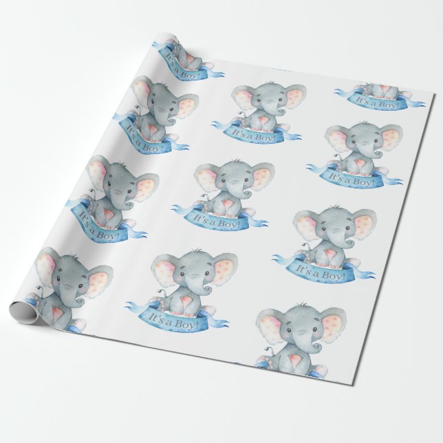 Papier Cadeau Bébé adoré bleu et gris (Déroulé)