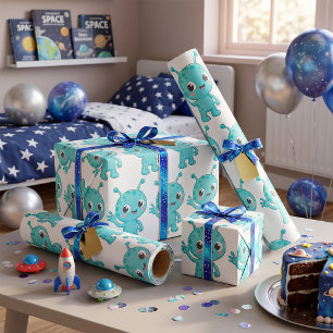 Papier Cadeau Bébé Alien Monstre de l'Espace Mignon