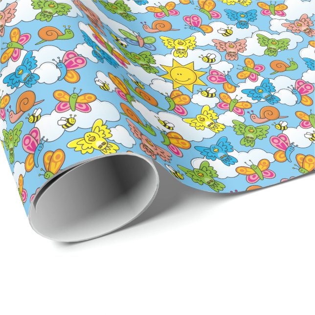 Papier Cadeau Bébé Animaux Arrière - plan (Coin rond)