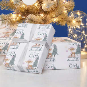 Papier Cadeau Bébé cerf d'hiver mignon femelle faon