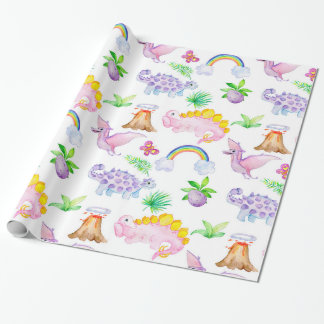 Papier Cadeau Bébé Dinosaur Pastel Couleurs mignonnes