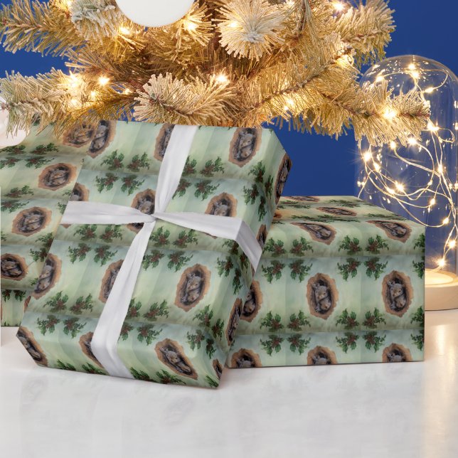 Papier Cadeau Bébé écureuils gris Noël (Vacances)