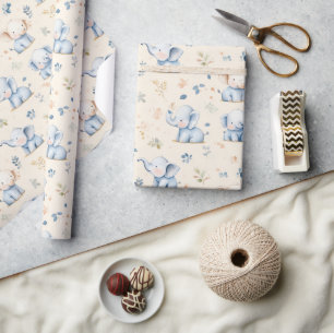Papier Cadeau Bébé éléphant et cadeau bébé