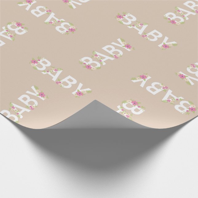 Papier Cadeau Bébé en Fleur Douche rose Fleurs Vintages Fille (Coin)