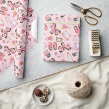 Papier Cadeau Bébé Fille Motif Vêtements Jouets Ba