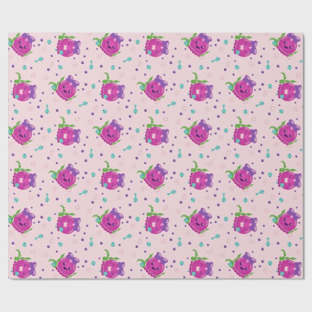 Papier Cadeau Bébé Fille Pieuvre Kawaii (Plat)