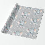 Papier Cadeau Bébé gris mou<br><div class="desc">Papier à enveloppement gris pour bébé éléphant mou</div>