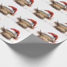 Bébé Highland Cow avec chapeau de Père Noël