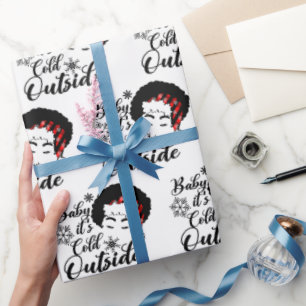 Papier Cadeau Bébé Il fait froid dehors Afro Femme Plaid Santa H