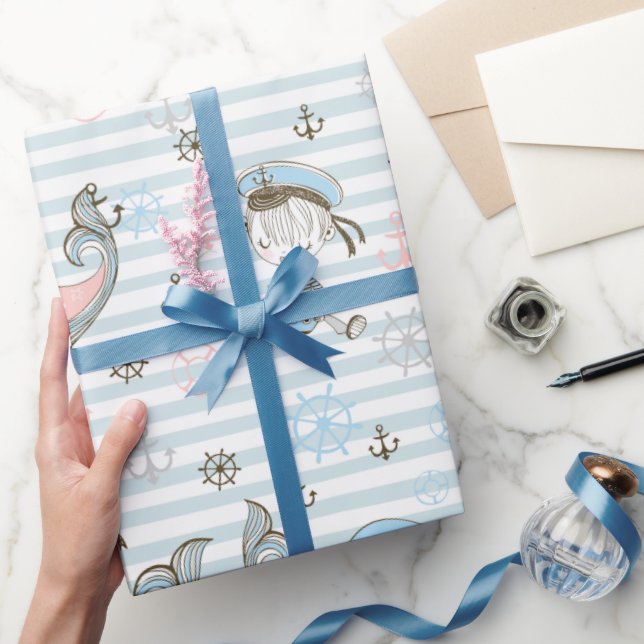 Papier Cadeau Bébé Marin Bleu (Cadeaux)