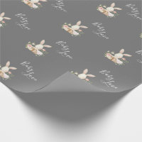 Bébé mignon Amour Script Lapin Gris Douche lapin