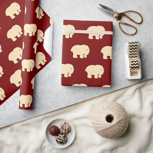 Papier Cadeau Bébé mignon Eléphant Motif rouge (Artisanat)