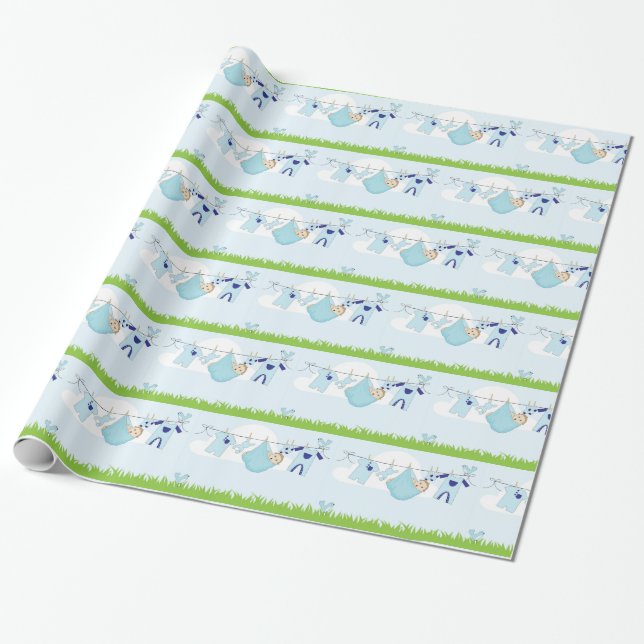 Papier Cadeau Bébé mignon ligne de vêtements pour garçon (Déroulé)