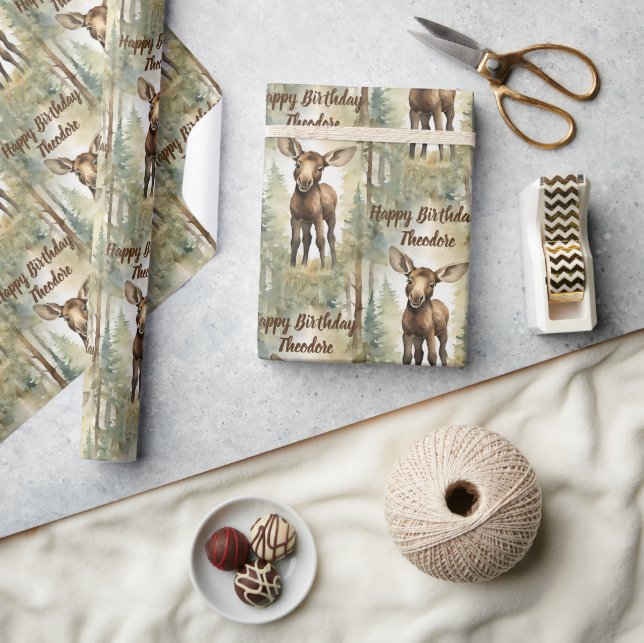 Papier Cadeau Bébé mignon orignal Anniversaire personnalisé (Artisanat)