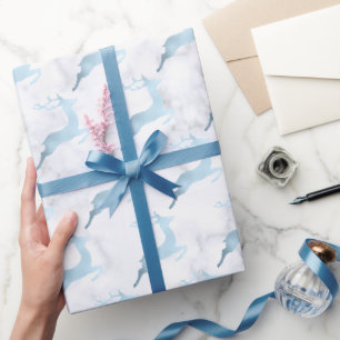 Papier Cadeau Bébé motif de Noël en marbre blanc