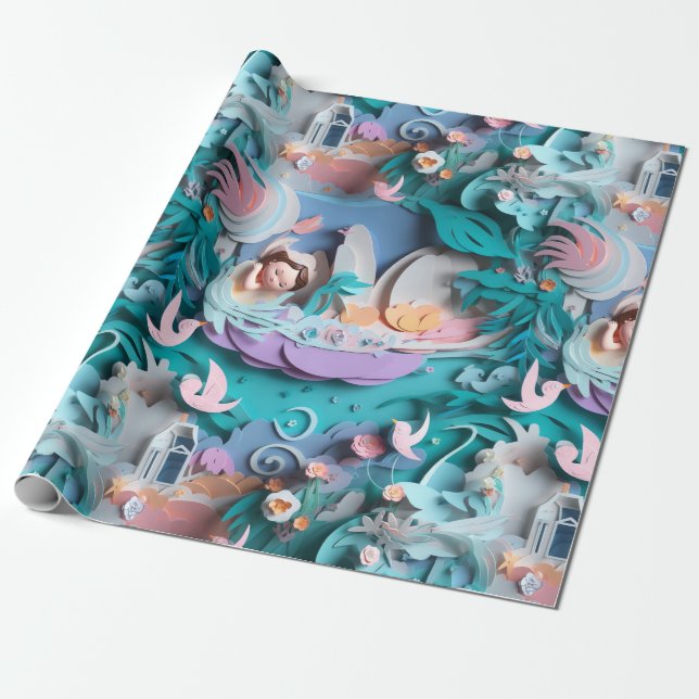 Papier Cadeau Bébé, nouveau-né Motif (Déroulé)