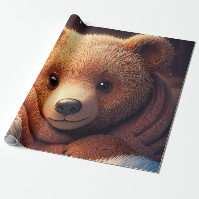 Papier Cadeau Bébé ours en train de battre (Déroulé)