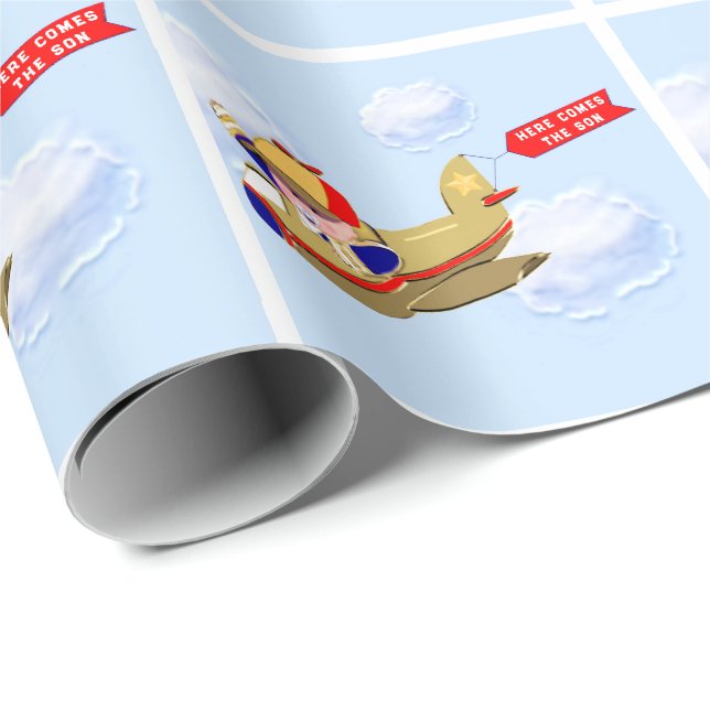 Papier Cadeau Bébé Pilote (Coin rond)