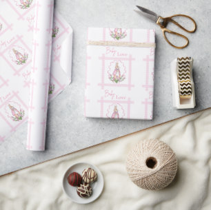Papier Cadeau Bébé rose Baby shower d'amour