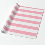 Papier Cadeau Bébé rose blanc large horizontal rayé<br><div class="desc">Papier d'enveloppement à rayures horizontales rose et blanc pour bébé</div>