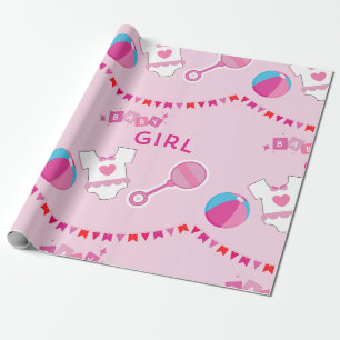 Papier Cadeau Bébé rose fille