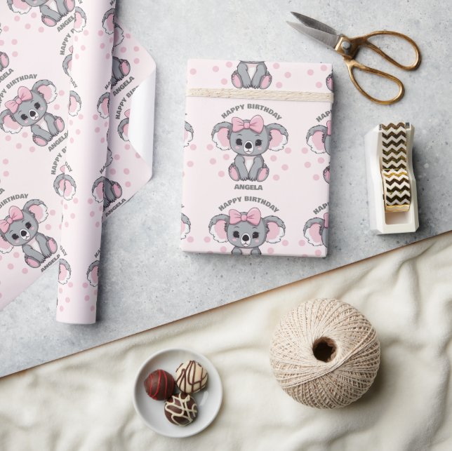 Papier Cadeau Bébé rose Koala Ours (Artisanat)