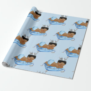 Papier Cadeau Bébé royal bleu et argent Pillow Boy