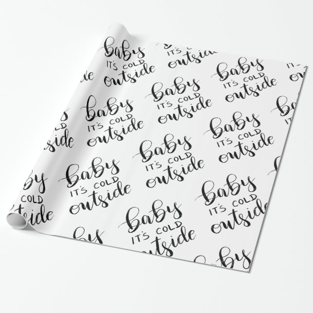 Papier Cadeau Bébé son manuscrit noir manuscrit d'extérieur (Déroulé)