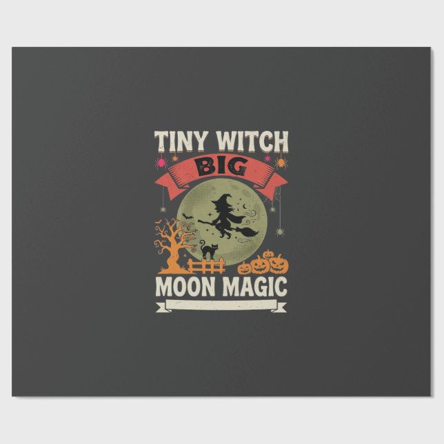 Papier Cadeau Bébé Sorcière Lune Magie Halloween (Plat)