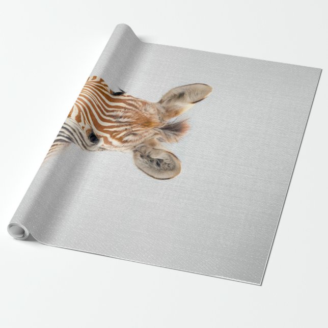 Papier Cadeau Bébé Zebra toile colorée (Déroulé)