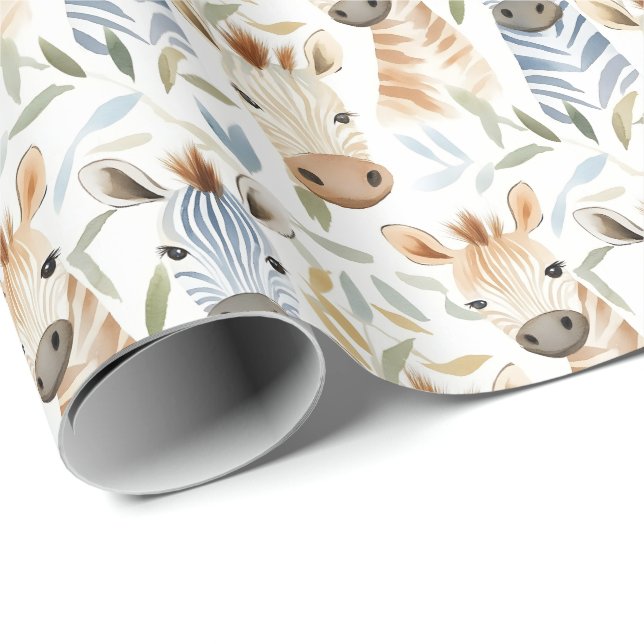 Papier Cadeau Bébé zèbre (Coin rond)