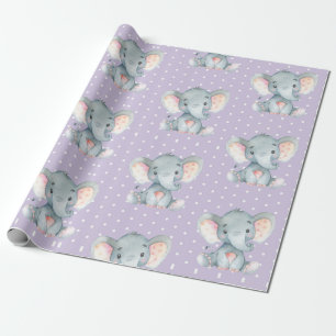 Papier Cadeau Bébée mauve et grise