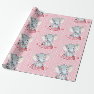 Papier Cadeau Bébée mignonne rose et gris