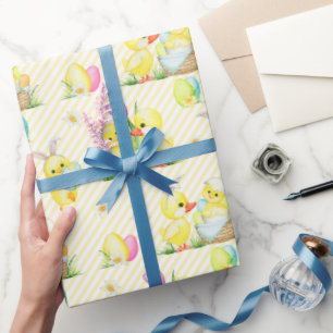 Papier Cadeau Bébés Et Canards De Pâques