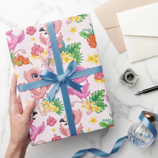 Papier Cadeau Bébés Flamants Roses (Cadeaux)