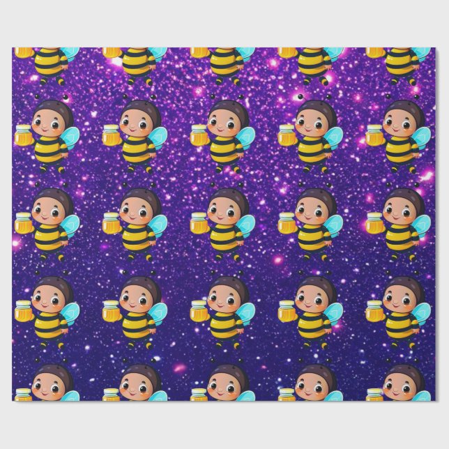 Papier Cadeau Bee Cute Charming Thème Inspiré (Plat)