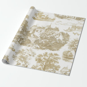 Papier Cadeau Beige blanc Vintage toile de campagne classique