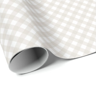 Papier Cadeau Beige neutre en vichy simples chèques plaid